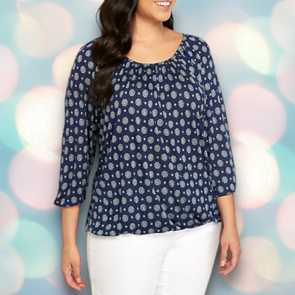 Michael Kors Tops - Michael Kors Women’s Navy Blue Bell Sleeve Boho Peasant Top Blouse Size M